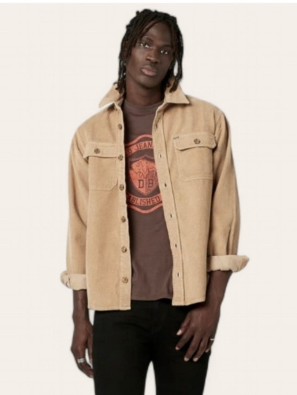 Buffalo David Bitton Men's Long-Sleeve Corduroy Shirt Jacket - Beige Size XL